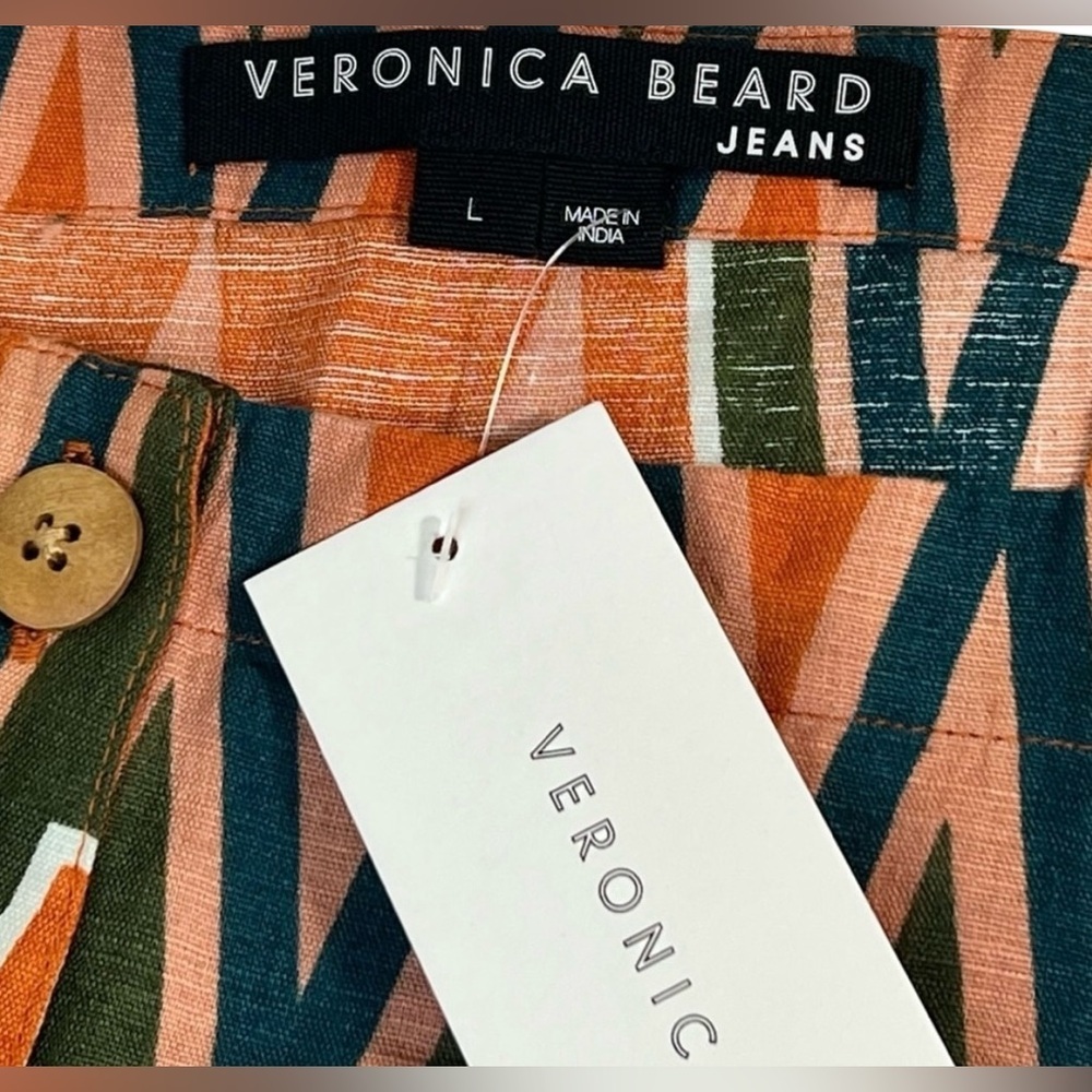 VERONICA BEARD Tiffany Square Neck Top, Sundance Abstract Linen, Size Large - Picture 8 of 12